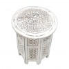 SH120x - Carved Wooden Table, Octagonal Stand (White Wash)